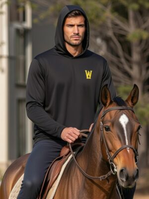 215 Long Sleeve Hooded Shirt Black