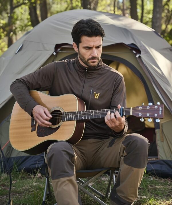 Long Sleeve ZipT-Shirt Major Brown